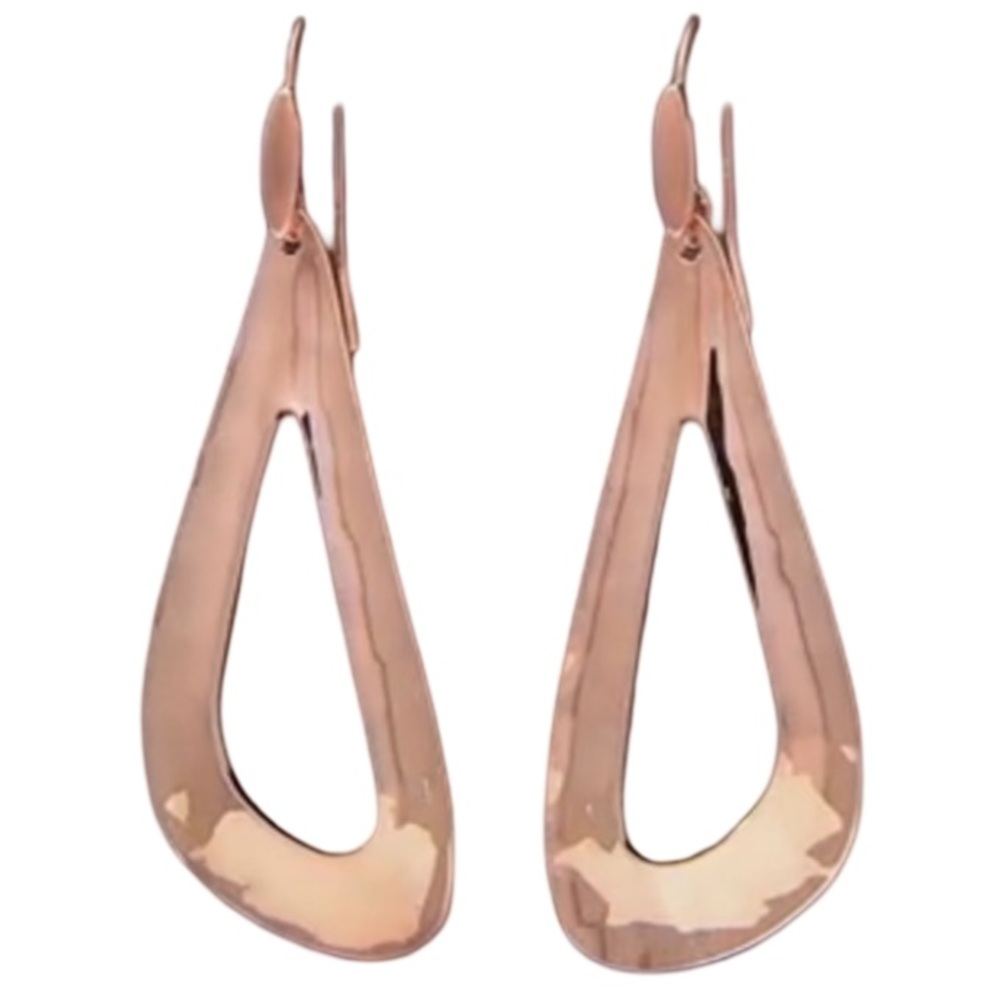 NWT Designer RLM Hammered Rose Bronze Open Work Triangle Drop Dangle Earrings
